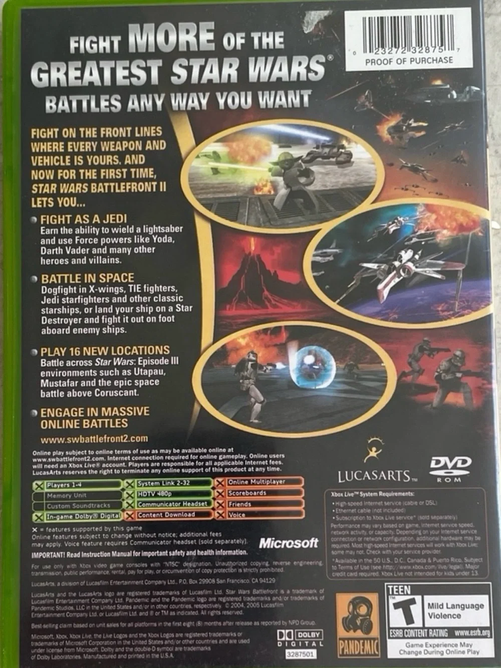 Star Wars Battlefront 2 Xbox Original With Case And Manual T Teen Online Enabled